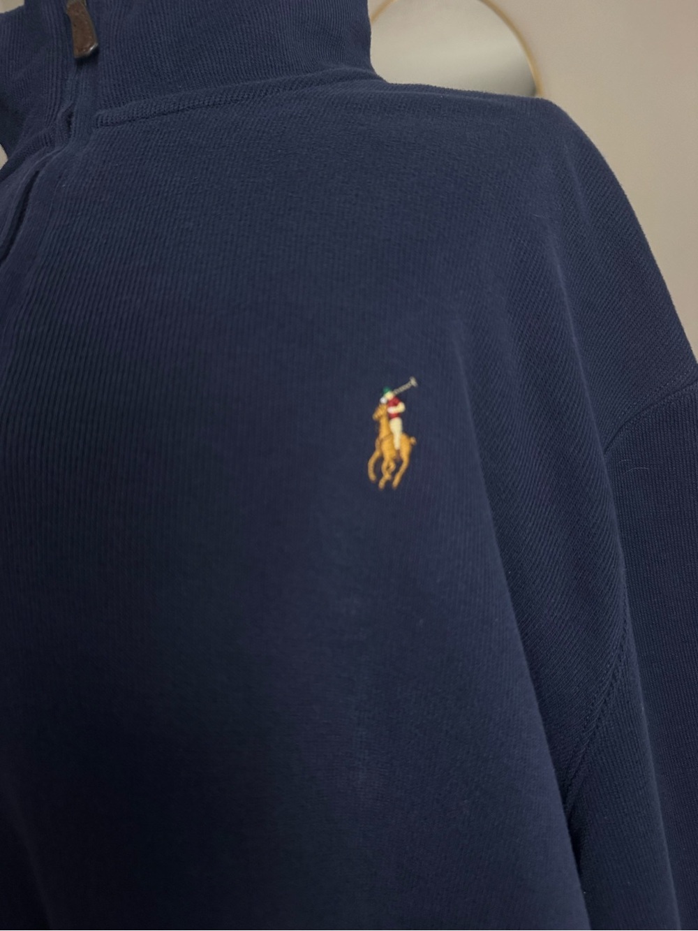 Polo Ralph Lauren Men’s XL Navy 1/4 Zip Cotton Pullover Pony Logo - Picture 2 of 5